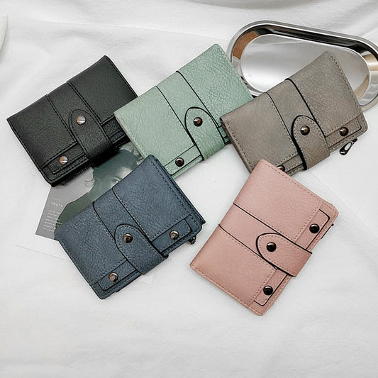 Short Zipper Solid Color Multifunctional Card Holder