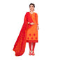 Generic Women's Slub Cotton Unstitched Salwar-Suit Material With Dupatta (Oranage, 2-2.5mtrs)