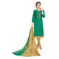 Generic Women's South Slub Cotton Unstitched Salwar-Suit Material With Dupatta (Green, 2-2.5mtrs)