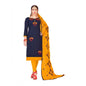 Generic Women's Slub Cotton Unstitched Salwar-Suit Material With Dupatta (Navy Blue, 2 Mtr)