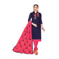 Generic Women's Modal Silk Unstitched Salwar-Suit Material With Dupatta (Navy Blue, 2 Mtr)