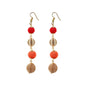 Generic Women's Gold Plated Hook Dangler Hanging Tassel Earrings-Golden,Red