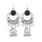 Generic Women's Silver Oxidized Hook Dangler Hanging Afgani Tribal Fancy Earrings-Silver