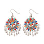 Generic Women's Oxidize Silver plated Hook Dangler Hanging Afgani Earrings-Multicolour