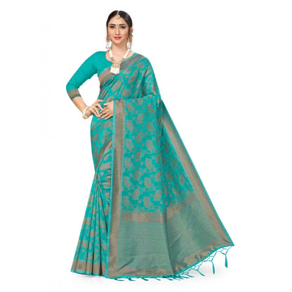 Generic Women's Banarasi (Spun Cotton) Saree (Firoji,5-6 Mtrs)
