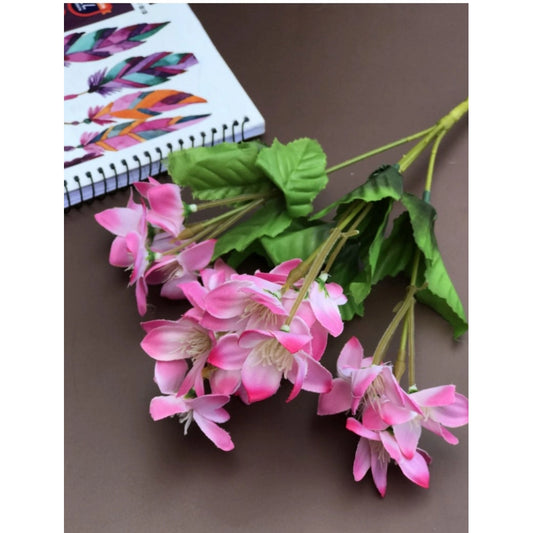 Generic Artificial Flowers Bunch Bouquet Of Pink Blossoms For Home Decoration (Color: Pink, Material: Silk Polyester)