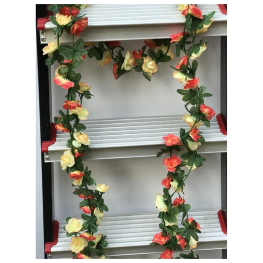 Generic Artificial Rose Vine Flowers Plants Artificial Flower Creeper Hanging Rose For Home Decoration (Color: Multi, Material: Silk Polyester)