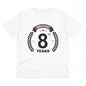 Generic Men's PC Cotton 8th Anniversary Printed T Shirt (Color: White, Thread Count: 180GSM)