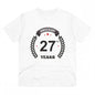 Generic Men's PC Cotton 27th Anniversary Printed T Shirt (Color: White, Thread Count: 180GSM)