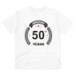 Generic Men's PC Cotton 50th Anniversary Printed T Shirt (Color: White, Thread Count: 180GSM)