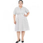 Generic Women's Cinched Waist White Dress (Color:White, Material:Poly Crepe)