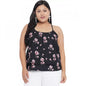 Generic Women's Casual Floral Print Black Top (Color:Black, Material:Polyester)