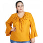 Generic Women's Casual Bell Sleeve Solid Yellow Top (Color:Yellow, Material:Georgette)