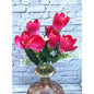 Generic Artificial Flowers Bunch Bouquet Of Daffodil Tulip Flowers For Home Decoration (Dark Pink, Material:Silk, Polyester)