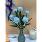 Generic Artificial Flowers Bunch Bouquet Of 6 Chrysanthemum Flowers For Home Decoration (Blue, Material:Silk, Polyester)