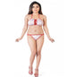 Generic Women's Polyamide Non Padded Light Pink Floral Printed Polyamide Halter Neck Lingerie Set (Light Pink)