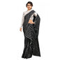 Generic Women's Vichitra Saree with Blouse (Silver, 5-6 Mtrs)