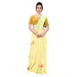 Generic Women's Georgette Floral Hand Printed Sarees (Yellow, 5-6 Mtrs)