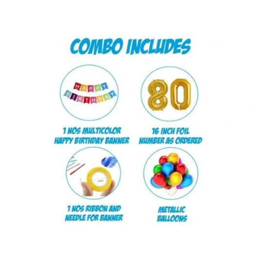 Generic 14Th Happy Birthday Decoration Combo With Multi Color Banner (Multicolor)
