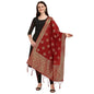 Generic Women's Silk Pure Zari weaving Duppatta (Maroon, Length: 2-2.3 Mtrs)