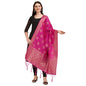 Generic Women's Silk Pure Zari weaving Duppatta (Pink, Length: 2-2.3 Mtrs)