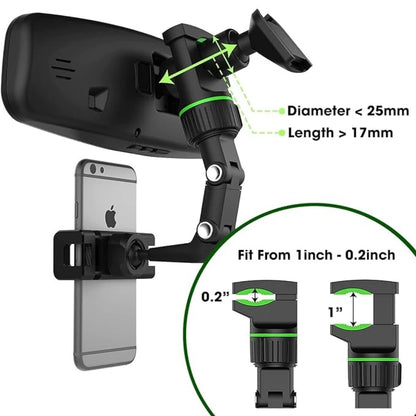Generic Universal Clip Cell Phone Holder Multi-Joint Flexible Adjustment For Car Rear View Mirror Back Seat Video Stand (Black)