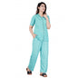 Generic Women's Casual Half Sleeve Printed Viscose Rayon Shirt With Pyjama Pant Night Suit Set (Green)