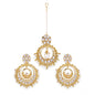 Generic Women's Rose Gold Plated Alloy Kundan Earrings &amp; Mangtikka (White)