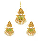 Generic Women's Rose Gold Plated Alloy Kundan Earrings &amp; Mangtikka (Green)