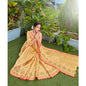 Generic Women's Organza Printed Saree With Unstitched Blouse (Beige, 5-6 Mtrs)