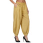 Generic Women's Casual Cotton Cambric Solid Elastic Waist Patiala Harem Pants (Beige)