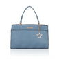 Generic Women's Faux Leather Textured Adjustable Long Belt Handbag (Blue)