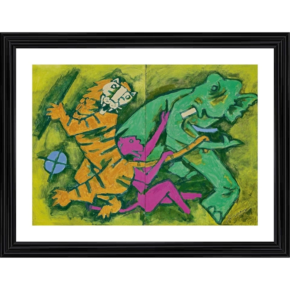 Generic Spirit of India Painting With Wood Photo Frame (Multicolor)