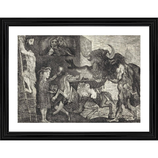 Generic Minotauromachy 1935 Painting With Wood Photo Frame (Multicolor)