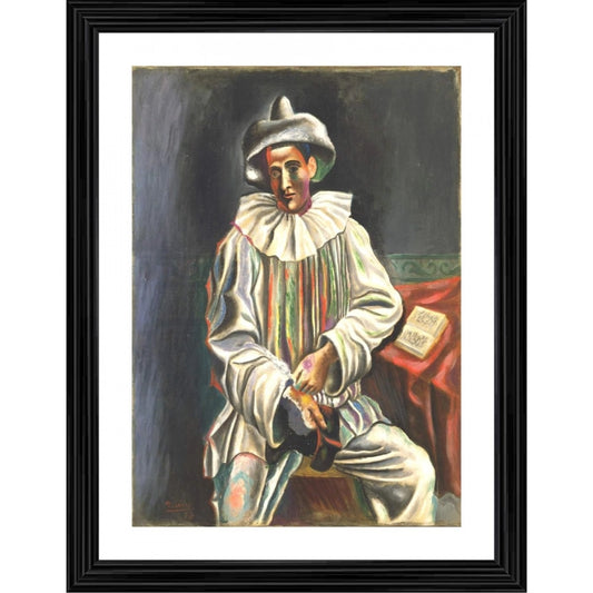 Generic Pierrot 1918 Painting With Wood Photo Frame (Multicolor)