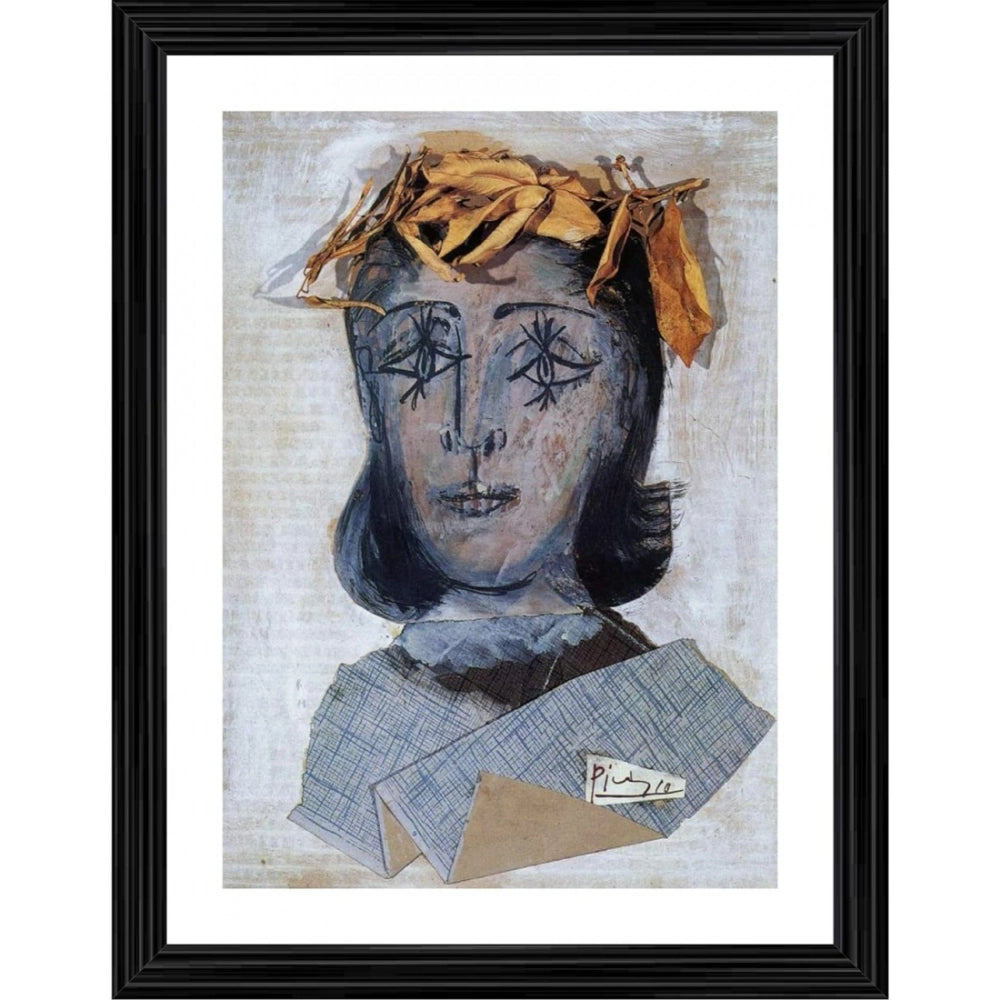 Generic Portrait of Dora Maar 1941 Painting With Wood Photo Frame (Multicolor)