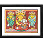 Generic Parvati Ganesh Painting With Wood Photo Frame (Multicolor)