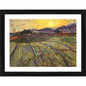 Generic Wheat Field With Rising Sun 1889 Painting With Wood Photo Frame (Multicolor)