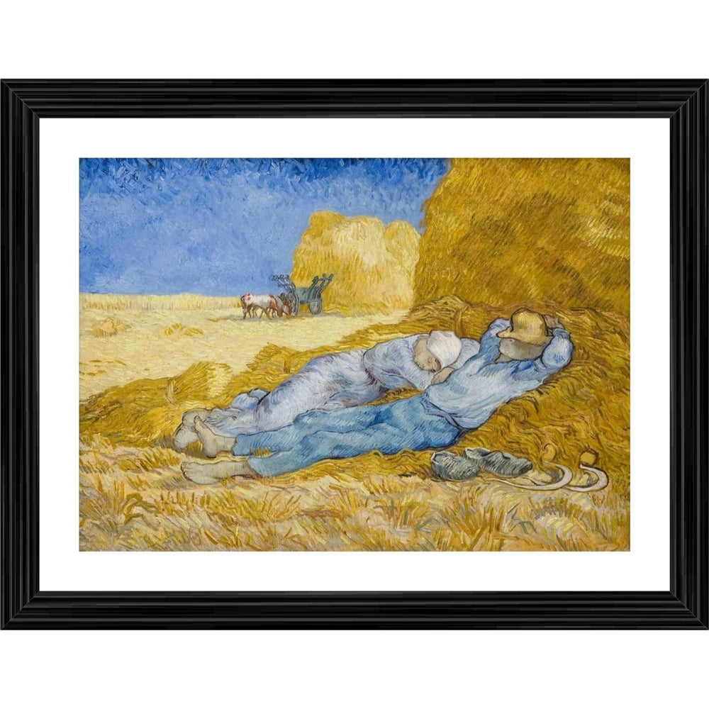 Generic Farmers Rest in Harvest season 1890 Painting With Wood Photo Frame (Multicolor)