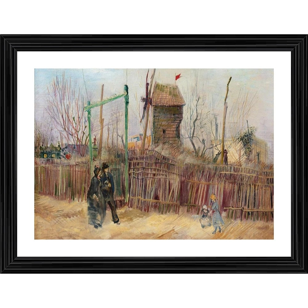 Generic Street Scene in Montmartre 1887 Painting With Wood Photo Frame (Multicolor)