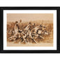 Generic Four Horses and the Battle Painting With Wood Photo Frame (Multicolor)