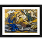 Generic Horses in Battle Painting With Wood Photo Frame (Multicolor)
