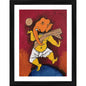 Generic Ganesh and the Moon Painting With Wood Photo Frame (Multicolor)