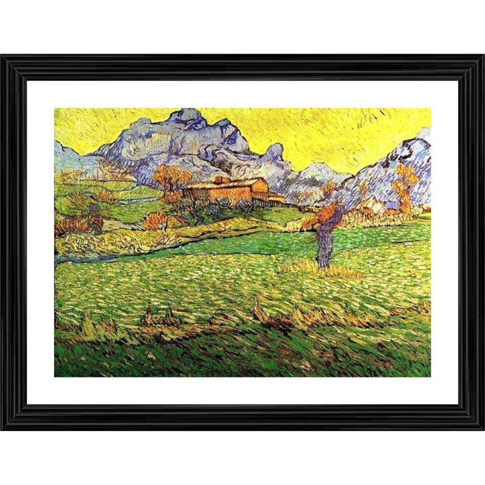 Generic Meadow in the Mountains Saint Paul 1889 Painting With Wood Photo Frame (Multicolor)