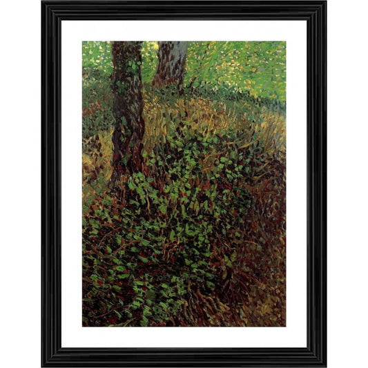 Generic Undergrowth in the Garden 1887 Painting With Wood Photo Frame (Multicolor)