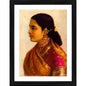 Generic Lady in Crimson Red Saree 1900 Painting With Wood Photo Frame (Multicolor)