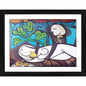 Generic Nude Green Leaves and Bust 1932 Painting With Wood Photo Frame (Multicolor)