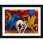Generic Five Horses Painting With Wood Photo Frame (Multicolor)