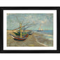 Generic Fishing Boats on the Beach 1888 Painting With Wood Photo Frame (Multicolor)