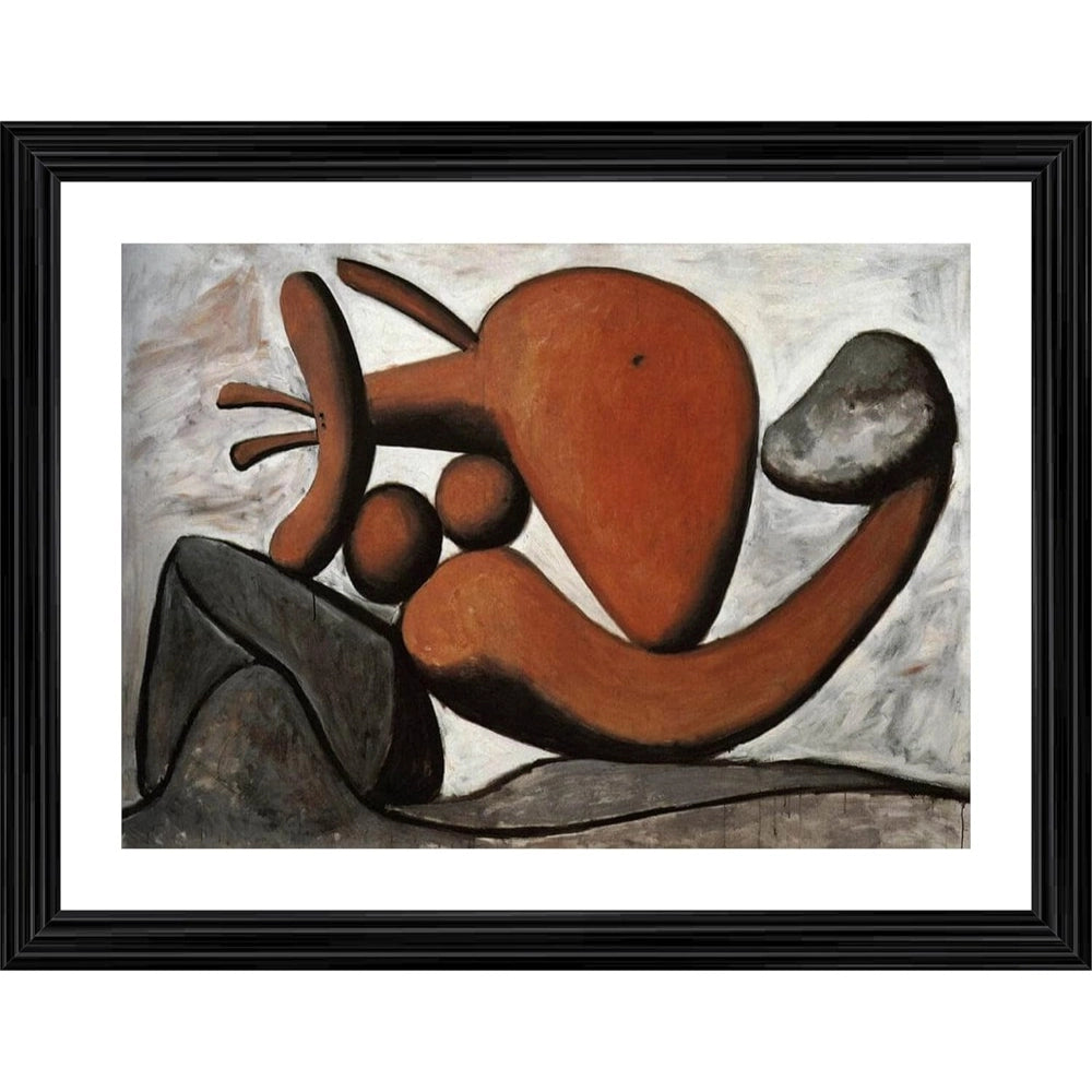 Generic Woman Throwing a Stone 1931 Painting With Wood Photo Frame (Multicolor)